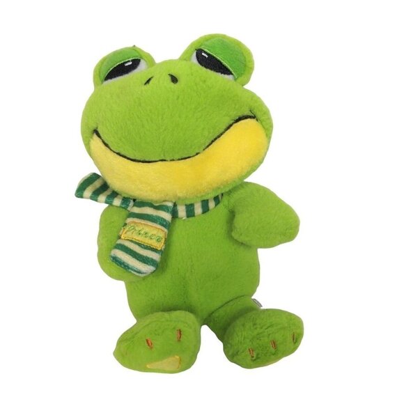 Giftable World Green Frog Prince Plush Stuffed Animal Striped Scarf 2013 10" - Picture 1 of 5